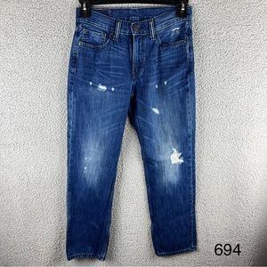 COPY - Levi’s Men’s 514 Straight Medium Wash Distressed Cotton Blue Jeans Size …